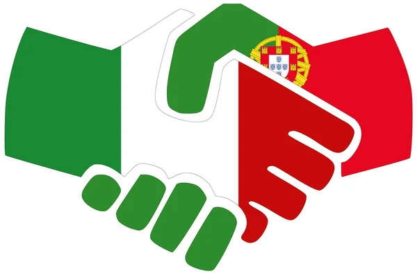 Italien Portugal Handslag Symbol För Överenskommelse Eller Vänskap — Stockfoto