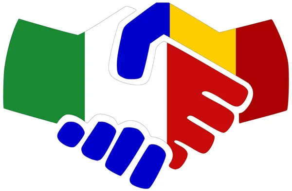 Italië Roemenië Handdruk Symbool Van Overeenkomst Vriendschap — Stockfoto