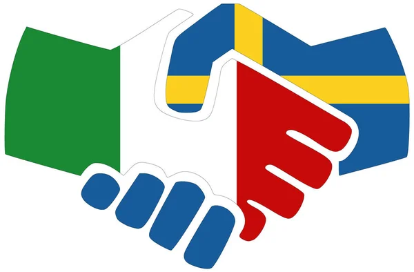 Ιταλία Σουηδία Χειραψία Σύμβολο Συμφωνίας Φιλίας — Φωτογραφία Αρχείου