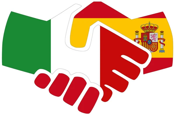 Ιταλία Ισπανία Χειραψία Σύμβολο Συμφωνίας Φιλίας — Φωτογραφία Αρχείου