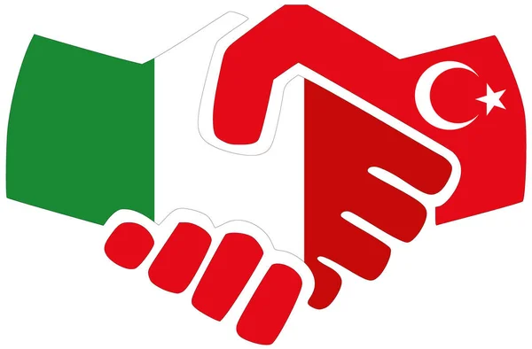 Ιταλία Τουρκία Χειραψία Σύμβολο Συμφωνίας Φιλίας — Φωτογραφία Αρχείου