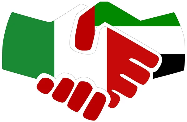 Italien Förenade Arabemiraten Handslag Symbol För Överenskommelse Eller Vänskap — Stockfoto