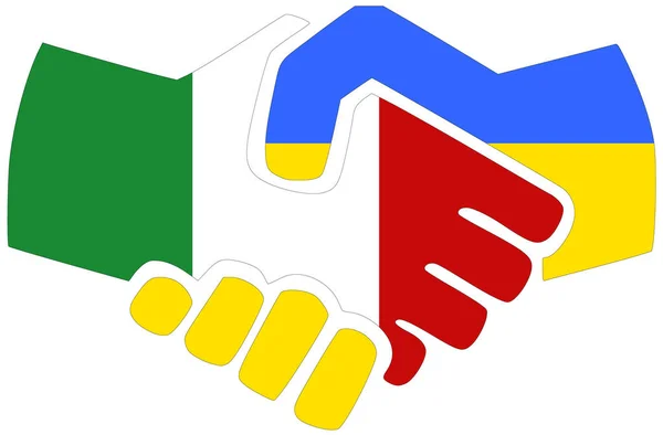 Ιταλία Ουκρανία Χειραψία Σύμβολο Συμφωνίας Φιλίας — Φωτογραφία Αρχείου