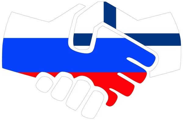 Russia Finlandia Stretta Mano Simbolo Accordo Amicizia — Foto Stock