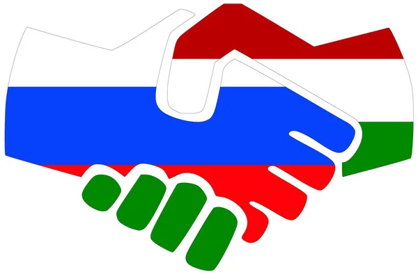 Rússia Hungria Aperto Mão Símbolo Acordo Amizade — Fotografia de Stock