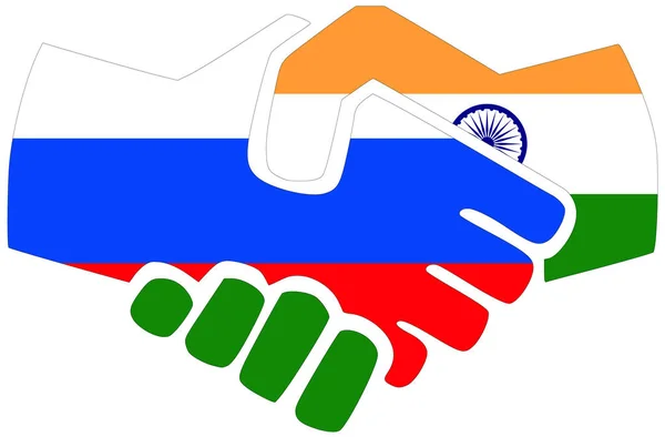 Rusia India Apretón Manos Símbolo Acuerdo Amistad — Foto de Stock