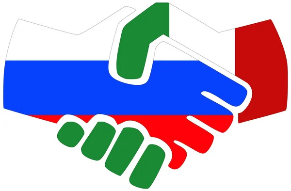 Rússia Itália Aperto Mão Símbolo Acordo Amizade — Fotografia de Stock