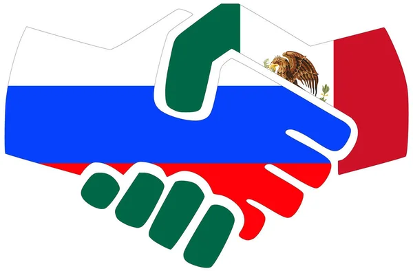 러시아 멕시코 협정이나 우정의 상징인 — 스톡 사진
