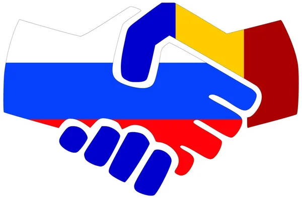 Ryssland Rumänien Handslag Symbol För Överenskommelse Eller Vänskap — Stockfoto