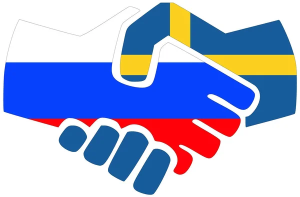 Russia Svezia Stretta Mano Simbolo Accordo Amicizia — Foto Stock