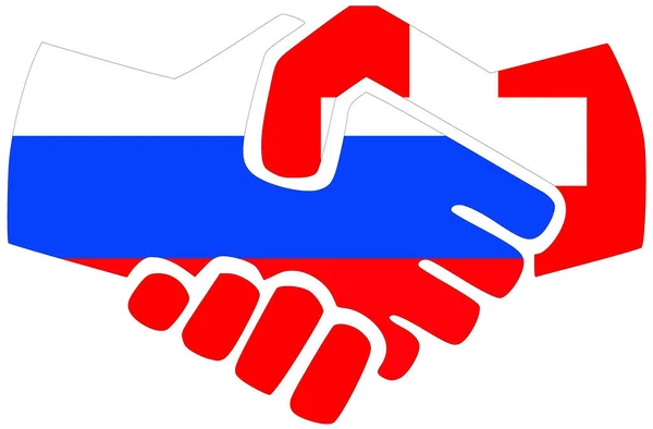 Russia Svizzera Stretta Mano Simbolo Accordo Amicizia — Foto Stock