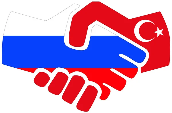 Ρωσία Τουρκία Χειραψία Σύμβολο Συμφωνίας Φιλίας — Φωτογραφία Αρχείου