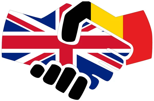 Storbritannien Belgien Handslag Symbol För Överenskommelse Eller Vänskap — Stockfoto