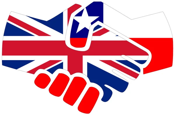 Ηνωμένο Βασίλειο Χιλή Χειραψία Σύμβολο Συμφωνίας Φιλίας — Φωτογραφία Αρχείου
