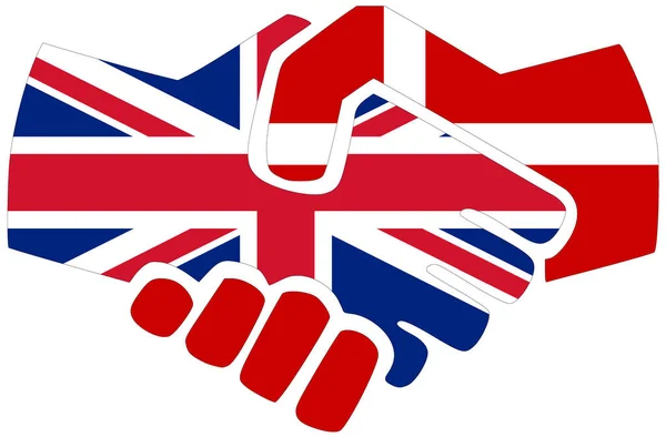 Großbritannien Dänemark Handschlag Symbol Der Übereinkunft Oder Freundschaft — Stockfoto