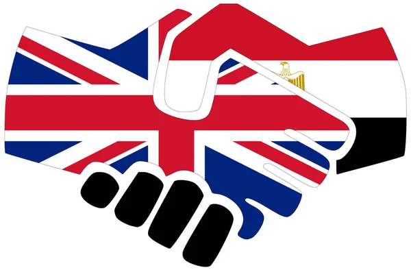Egyesült Királyság Egyiptom Kézfogás Megállapodás Vagy Barátság Szimbóluma — Stock Fotó