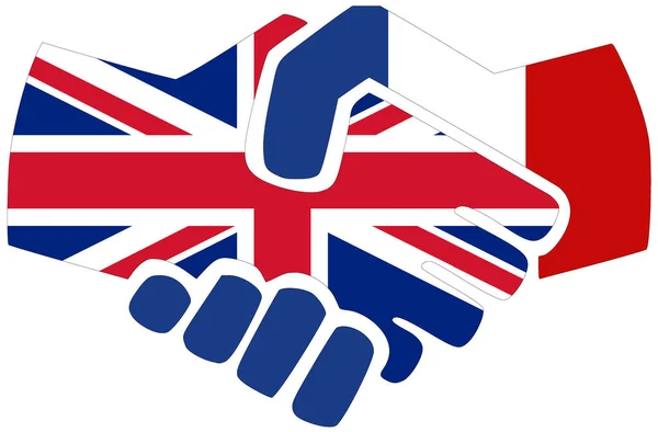 Egyesült Királyság Franciaország Kézfogás Megállapodás Vagy Barátság Szimbóluma — Stock Fotó