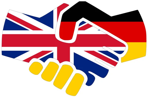 Großbritannien Deutschland Handschlag Symbol Der Übereinkunft Oder Freundschaft — Stockfoto