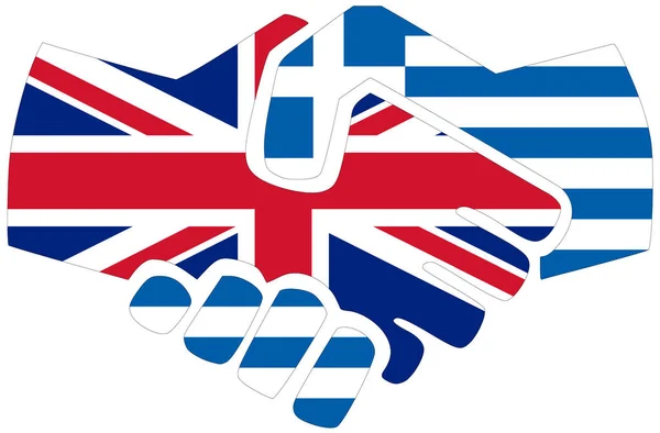 Велика Британія Греція Рукостискання Символ Згоди Або Дружби — стокове фото