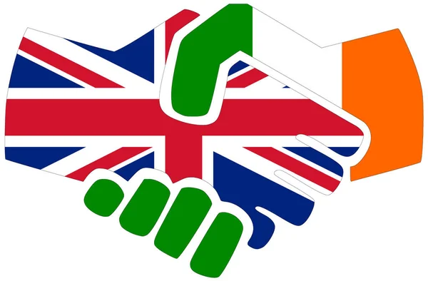 Storbritannien Irland Handslag Symbol För Överenskommelse Eller Vänskap — Stockfoto