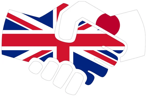Großbritannien Japan Handschlag Symbol Der Übereinkunft Oder Freundschaft — Stockfoto