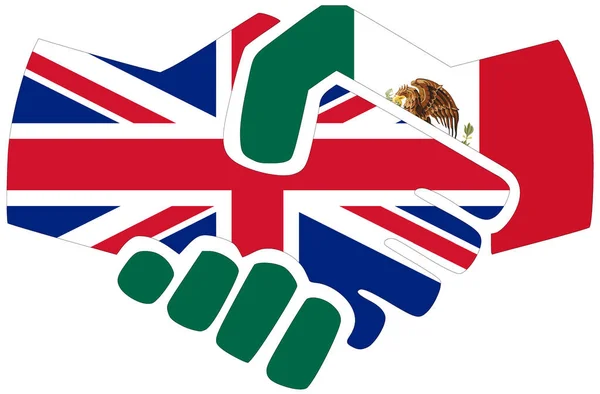 Reino Unido México Aperto Mão Símbolo Acordo Amizade — Fotografia de Stock
