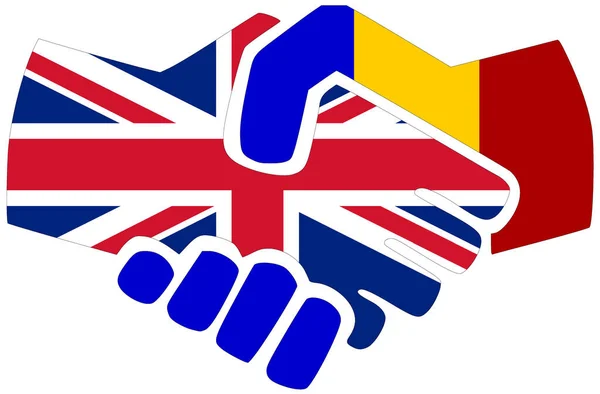 Egyesült Királyság Románia Kézfogás Megállapodás Vagy Barátság Szimbóluma — Stock Fotó