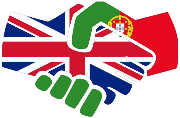 Großbritannien Portugal Handschlag Symbol Der Übereinkunft Oder Freundschaft — Stockfoto