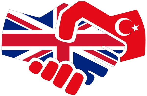 Egyesült Királyság Törökország Kézfogás Megállapodás Vagy Barátság Szimbóluma — Stock Fotó