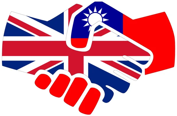 Großbritannien Taiwan Handschlag Symbol Der Übereinkunft Oder Freundschaft — Stockfoto