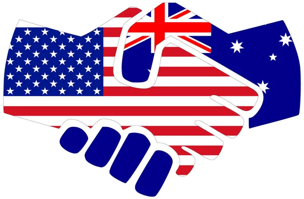 Usa Australien Handschlag Symbol Der Übereinkunft Oder Freundschaft — Stockfoto