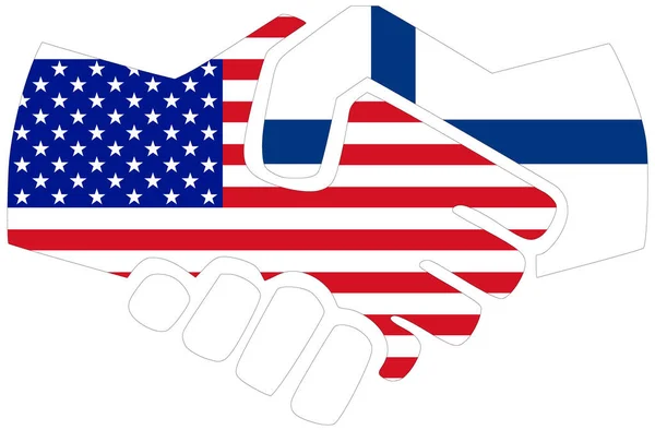 Usa Finlande Poignée Main Symbole Accord Amitié — Photo