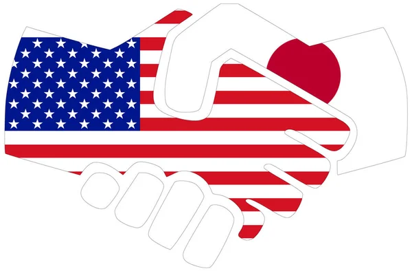 Usa Japan Handslag Symbol För Avtal Eller Vänskap — Stockfoto