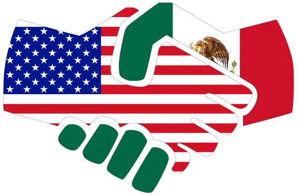 Ηπα Μεξικό Χειραψία Σύμβολο Συμφωνίας Φιλίας — Φωτογραφία Αρχείου