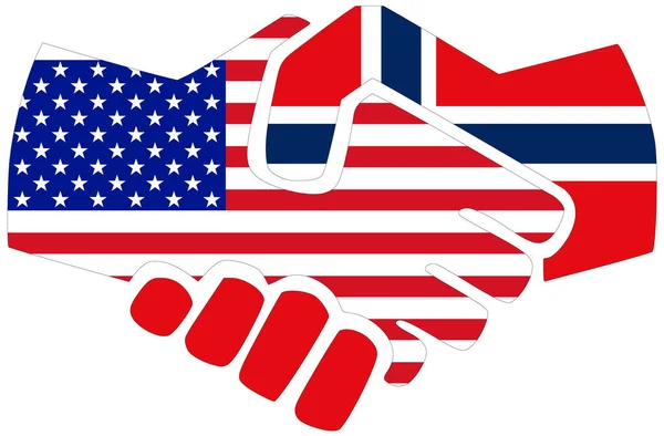 Usa Norge Handslag Symbol För Avtal Eller Vänskap — Stockfoto