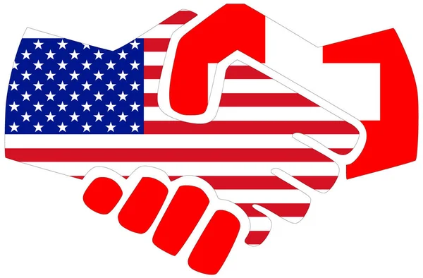 Usa Schweiz Handslag Symbol För Avtal Eller Vänskap — Stockfoto