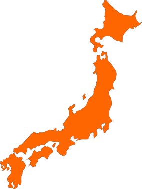 Japonya haritası turuncu renklerle dolu