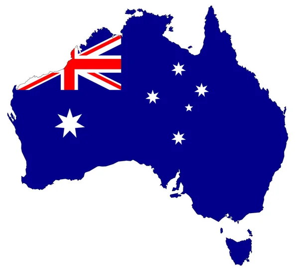 充满官方国旗色彩的澳大利亚地图 — 图库照片