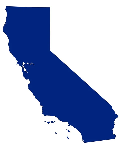 充满蓝色色彩的加利福尼亚地图 — 图库照片
