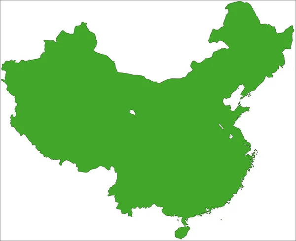 Mapa China Preenchido Com Cor Verde — Fotografia de Stock