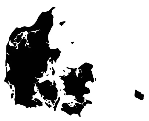 Χάρτης Της Δανίας Γεμάτος Μαύρο Χρώμα — Φωτογραφία Αρχείου