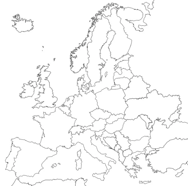 Mapa Europa Lleno Color Blanco —  Fotos de Stock