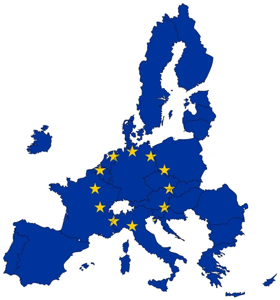 Карта Наповнена Прапором Європейського Союзу — стокове фото
