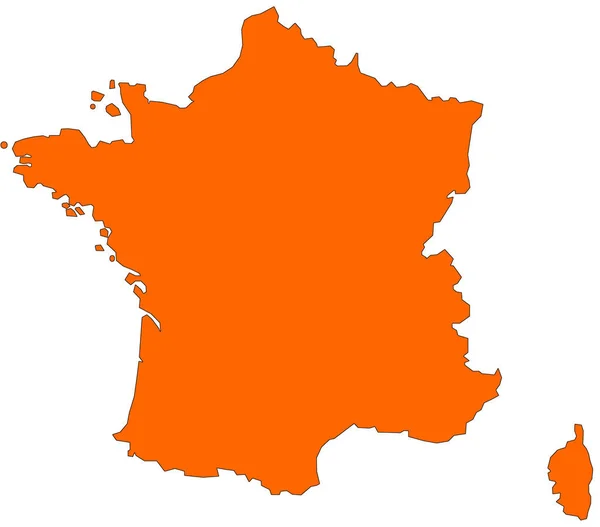 Franciaország Térképe Narancssárgával Töltve — Stock Fotó