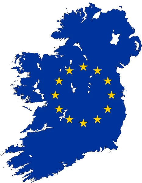 Carte Irlande Remplie Drapeau Union Européenne — Photo