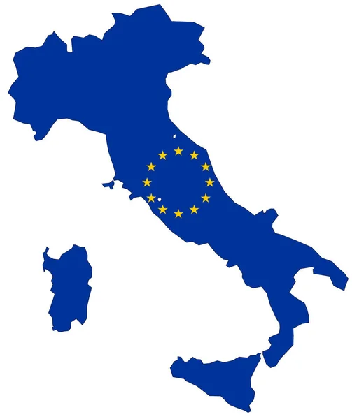 Karte Von Italien Gefüllt Mit Der Flagge Der Europäischen Union — Stockfoto