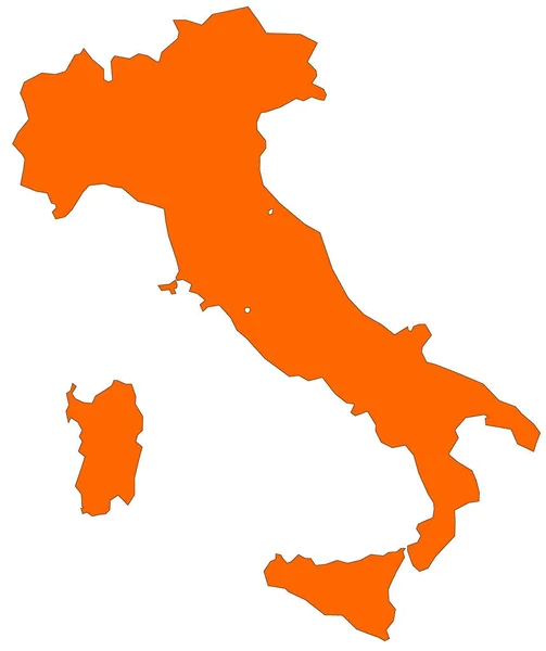Karta Över Italien Fylld Med Orange Färg — Stockfoto