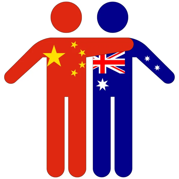 Kína Ausztrália Barátság Koncepció Fehér Alapon — Stock Fotó