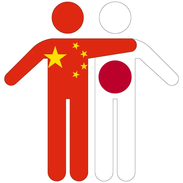 Çin Japonya Beyaz Arkaplanda Arkadaşlık Kavramı — Stok fotoğraf
