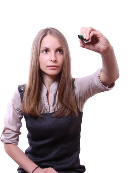 Mujer joven con pluma — Foto de Stock